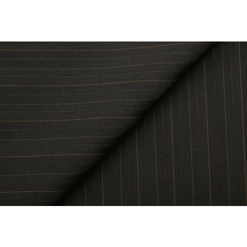 Ткань костюмная Marlane чёрная в светло-коричневую и серую тонкую полоску, ш154см, 0,5 м