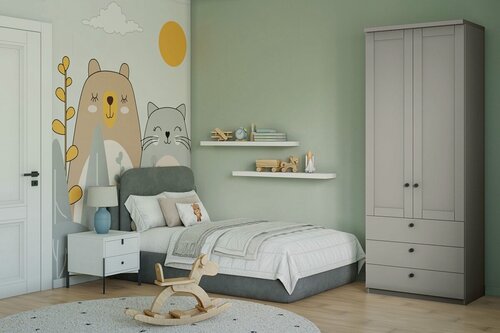 Изображение товара Шкаф распашной МебельЛэнд24 София РАХ - 11 МДФ Кашемир 80x50x220 бежевый для одежды двухдверный с 3 ящиками