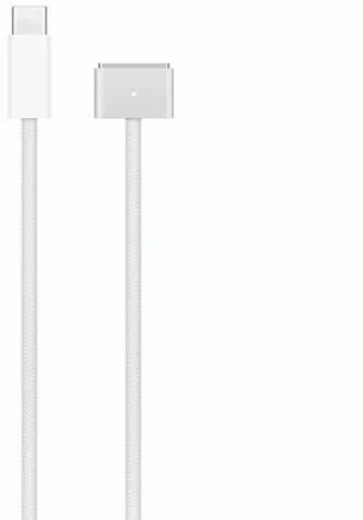 Кабель для зарядки Macbook USB-C MagSafe 3 в тканевой оплетке / Белый