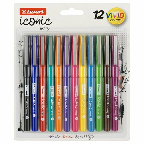 Набор капиллярных ручек 12 цветов, Luxor 
