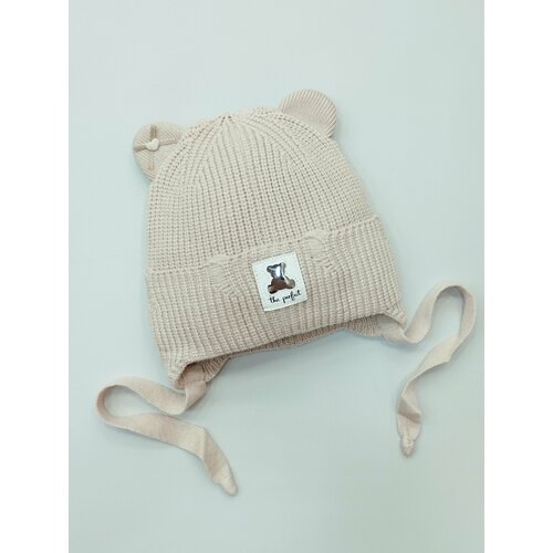 фото Шапка мой ангелок трикотажная, с ушками, размер 1-3 года, бежевый