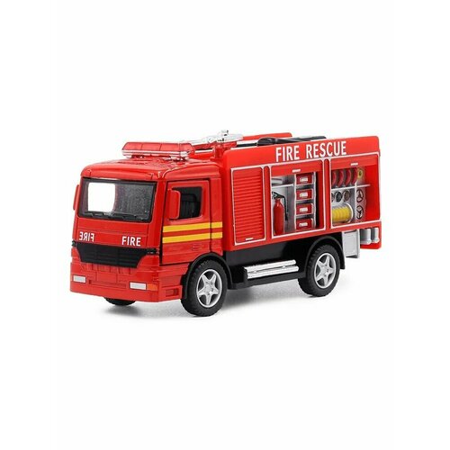 Машинка металлическая Kinsmart KinsFun 1:32 Пожарная Rescue Fire Engine инерционная, двери открываются. Красный