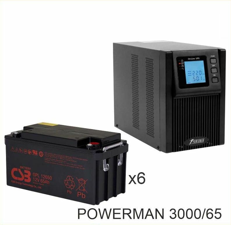 ИБП POWERMAN ONLINE 3000 Plus + CSB GPL12650