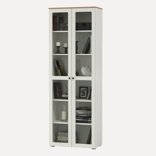 Изображение товара Шкаф-витрина 2-х дверный Остин 16.394.02 цвет белый шагрень/дуб крафт золотой