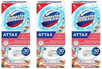 Domestos Стикер для очищения унитаза Тропическая свежесть 30 гр. 3 шт./упак.