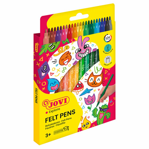 Фломастеры JOVI, 24цв, смываемые, картон, европодвес
