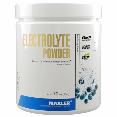 Maxler Electrolyte Powder 204 гр вкус: черника предтренировочный комплекс maxler electrolyte powder натуральный 204 г 350 мл