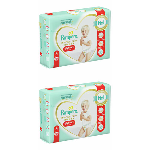 Pampers Подгузники-трусики детские Premium Care Pants для малышей 12-17 кг, 5 размер, 34 шт, 2 упаковки