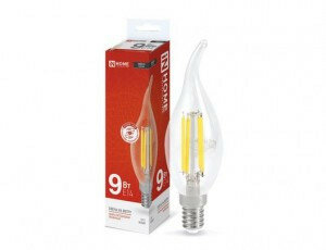 Светодиодная LED лампа led-свеча на ветру-deco 9W 230В Е14 4000К 1040Лм прозрачная IN HOME (упаковка 10 штук) 4690612026244