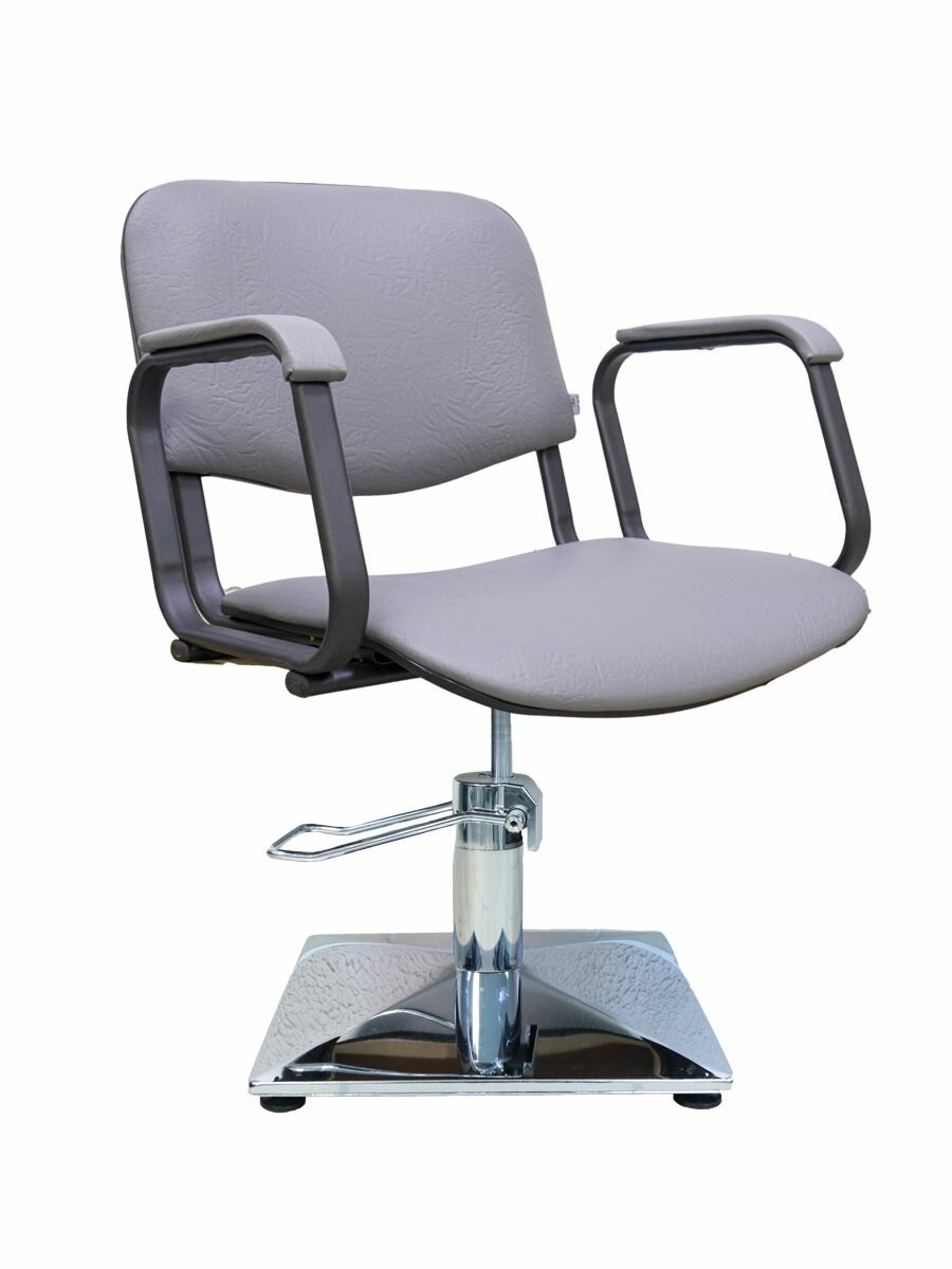 Кресло парикмахерское MIRCUT Kontakt, серый квадрат, обивка из искусственной кожи