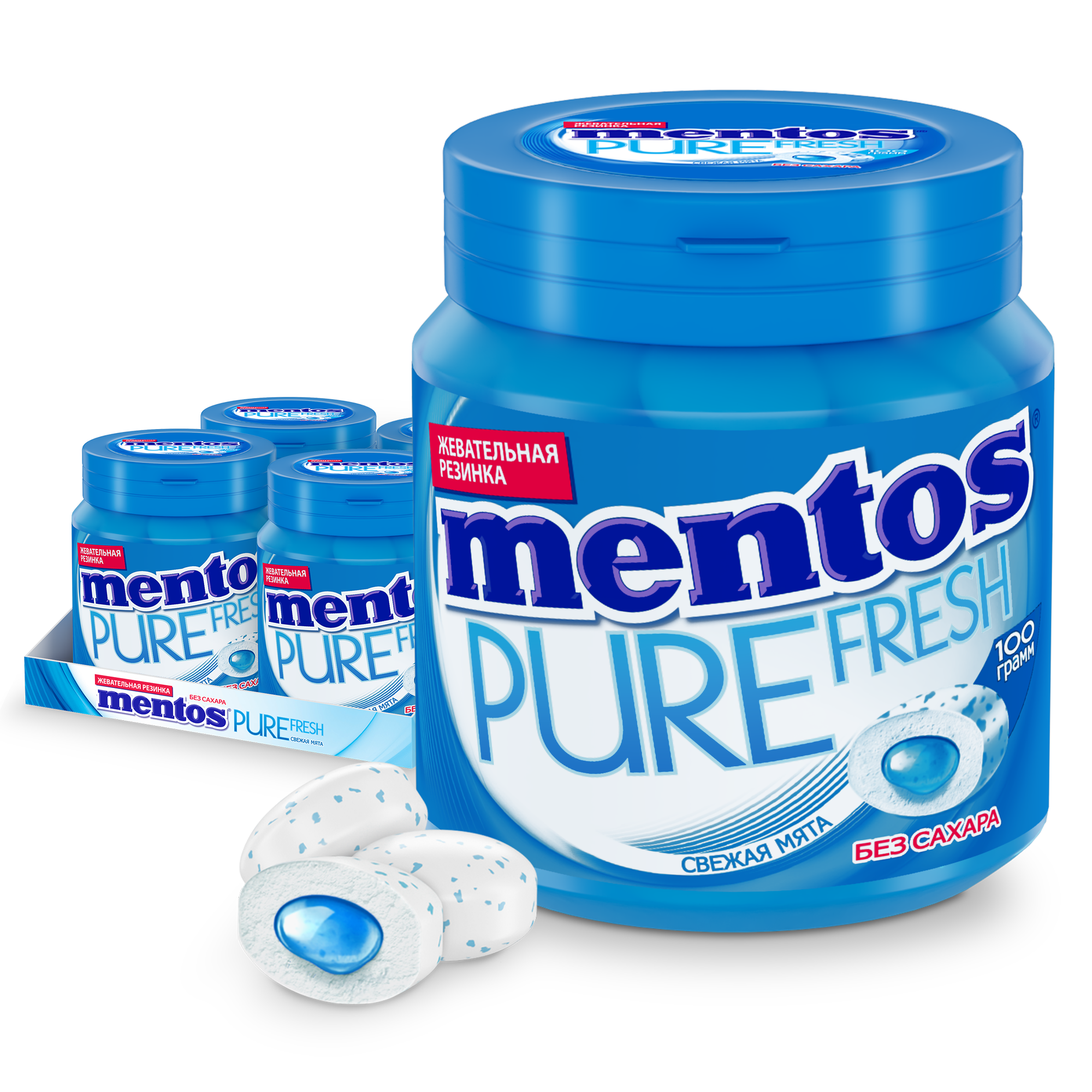 Жевательная резинка Mentos Pure Fresh вкус Свежая мята, 4 шт по 100 г