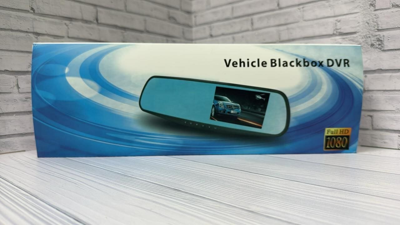 Видеорегистратор для автомобиля Vehicle Blackbox DVR Full HD, зеркало заднего вида 2 камеры, черный