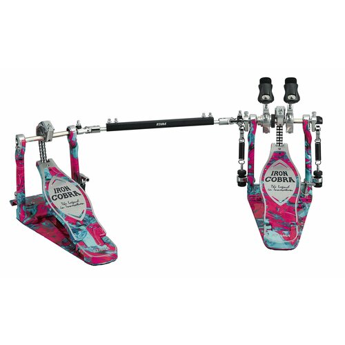 Tama IRON COBRA HP900PWMCS Power Glide Twin Pedal, Coral Swirl - Двойная педаль в кейсе, цвет Коралловый вихрь