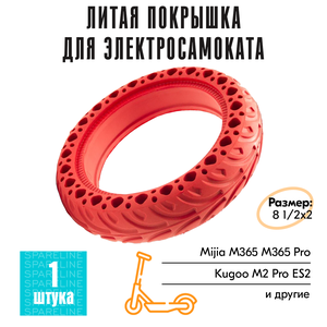 Покрышка литая бескамерная 8.5, шина для электросамоката Mijia Xiaomi M365, PRO, S1, AOVO M365, Kugoo ES2 и др (8 1/2х2)