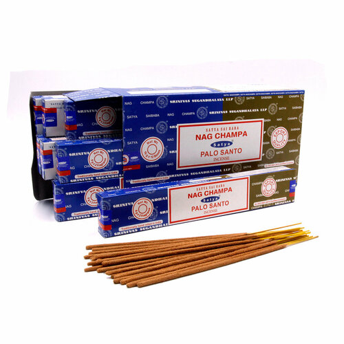 Satya COMBO NAG CHAMPA + PALO SANTO (Благовония комбо НАГ чампа + пало санто, Сатья), 16 г. благовоние ppure nag champa palo santo наг чампа пало санто 15г 12 шт подставка