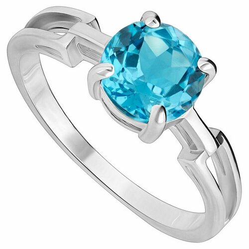 Кольцо Lazurit Online, серебро, 925 проба, родирование, топаз, размер 19 серебряное кольцо колд с голубым топазом родий