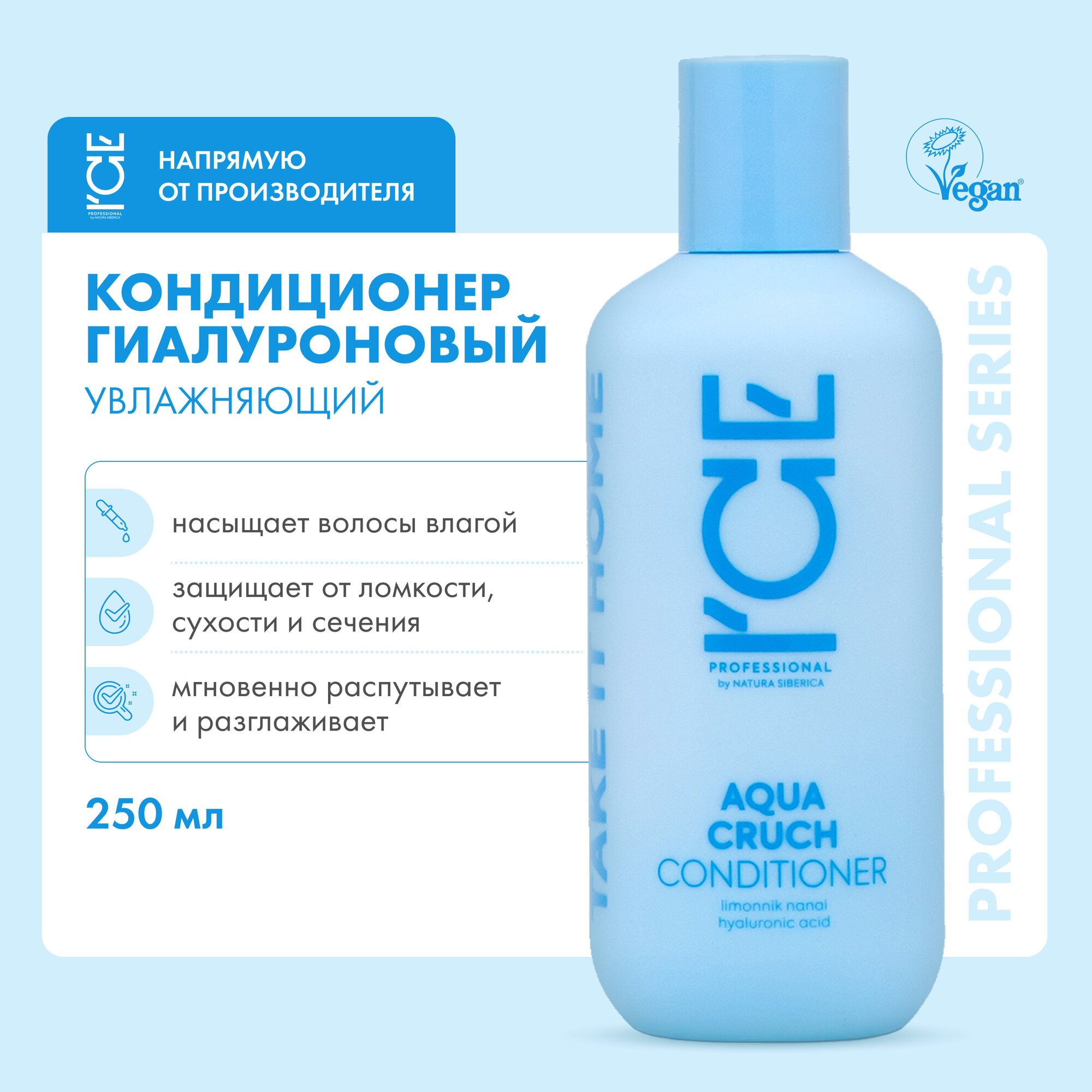 Кондиционер для волос ICE by NATURA SIBERICA Take it home Увлажняющий Aqua Cruch, 250 мл