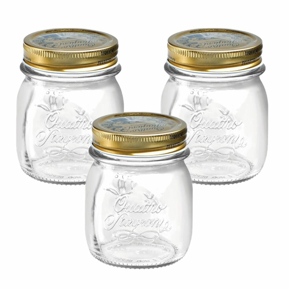 фото Стеклянная банка для хранения и консервации с винтовой крышкой Quattro Bormioli Rocco 150 мл Б0020182 - 3 шт