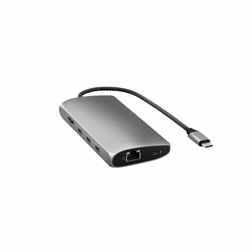 Адаптер Satechi USB-C Multiport Adapter 8K with Ethernet V3 серый космос док станция satechi aluminum type c mobile pro hub adapter для ipad pro 2018 usb 3 0 hdmi usb type c mini jack серый st tcmphm