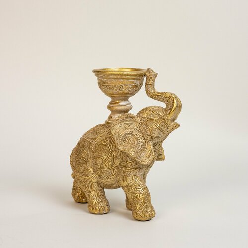 Подсвечник Золотой Слон 16см Фигурка животного декор для дома офиса и интерьера 2869₽