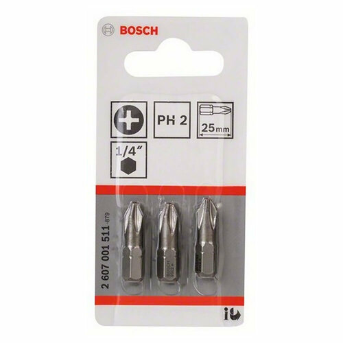 Набор бит Bosch 3шт Ph 2/25 XH (511) набор бит bosch 2 608 255 993 12 предм зеленый белый