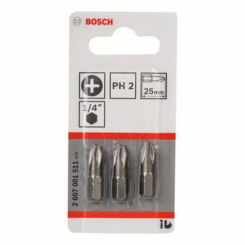 Набор бит Bosch 3шт Ph 2/25 XH (511) адаптер для бит bosch 2608522321