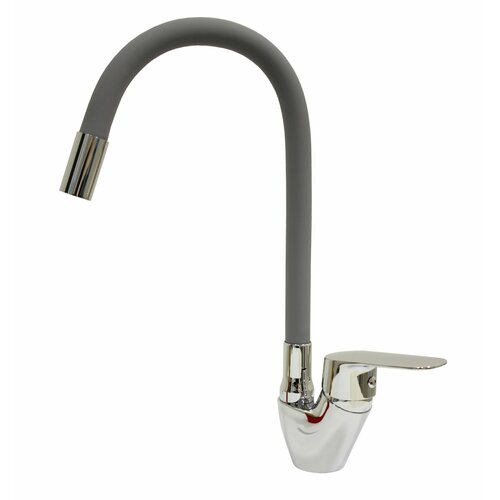 Смеситель NAVAQ однорукий д/кухни с гиб. изливом, хром/метал, латунь, бок. ручка