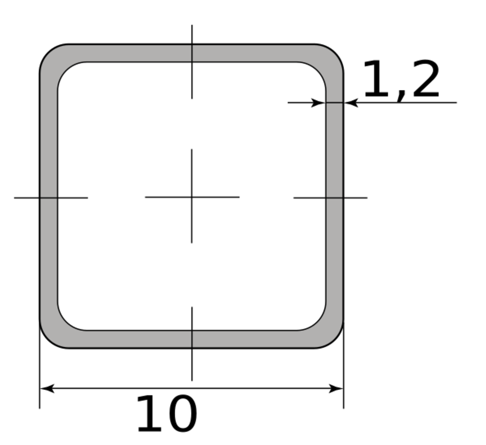 Труба профильная 10х10х1,2 мм квадратная - 6шт. по 100см.