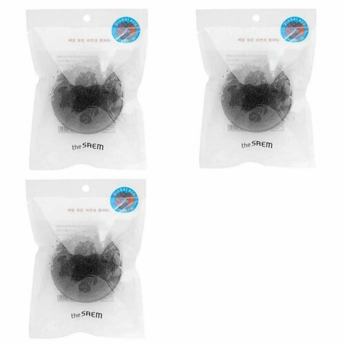 the saem спонж косметический 100% charcoal jelly cleansing puff 2 шт THE SAEM Спонж косметический 100% Charcoal Jelly Cleansing Puff, 3 шт