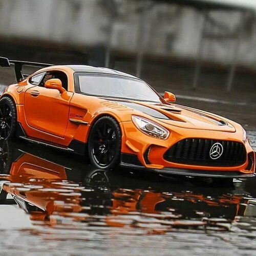 Машинка металлическая Mercedes Benz Amg Gt 1:24 длиной 21 см, Коллекционная модель машины для взрослых, Игрушечный автомобиль с звуковыми и световыми эффектами для детей