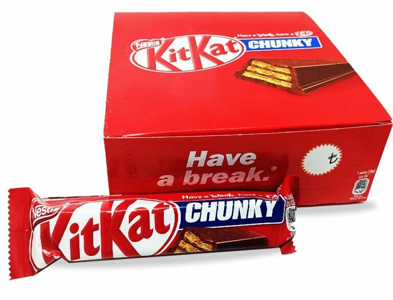 Шоколадный батончик KitKat Chunky с хрустящей вафлей, 12 шт x 38 г