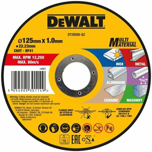 Диск отрезной Dewalt DT20595-QZ, 125 мм диск отрезной dewalt dt42340z qz 125 мм 5 шт