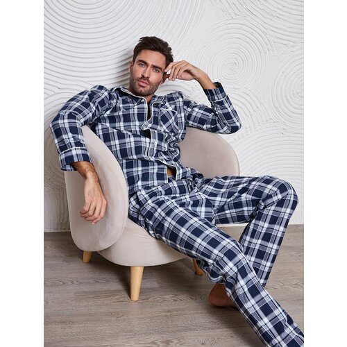 Пижама Малиновые сны, размер 58, синий новая милая пара пижама костюм для сна для для женщин и мужчин хлопковые пижамы 2 предмета в комплекте пижамный комплект для влюбленных сем