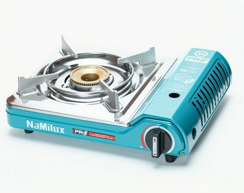 NaMilux Газовая плита NaMilux NA-P4033PS Латунь 3 клапана Бирюзовый / Нержавейка