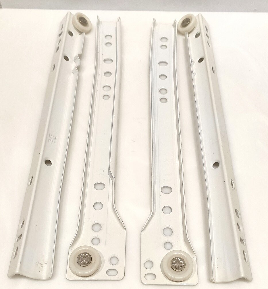 Роликовые мебельные направляющие для ящиков длина 500 мм 2 комплекта для двух ящиков белые