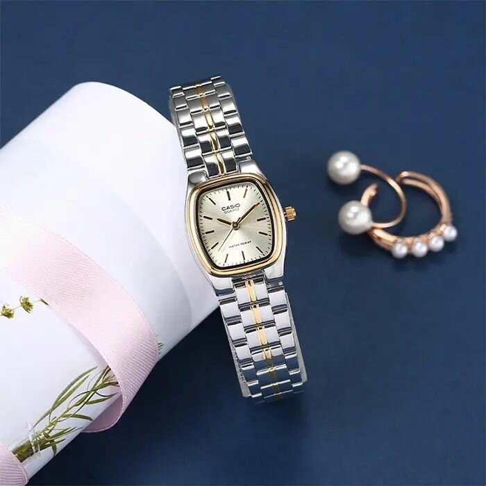 Наручные часы CASIO, серебряный, золотой — фото 1