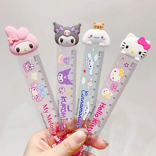 Набор линеек 4 штуки My Melody Kuromi Cinnamoroll Hello Kitty my melody melody kuromi figures anime figures collection pvc toys dolls kid gift buy and get free melody kuromi kt cat hairpin