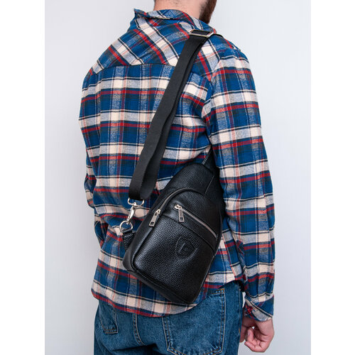 Сумка слинг Franchesco Mariscotti Модная мужская сумка-слинг 130898, фактура зернистая, матовая, черный