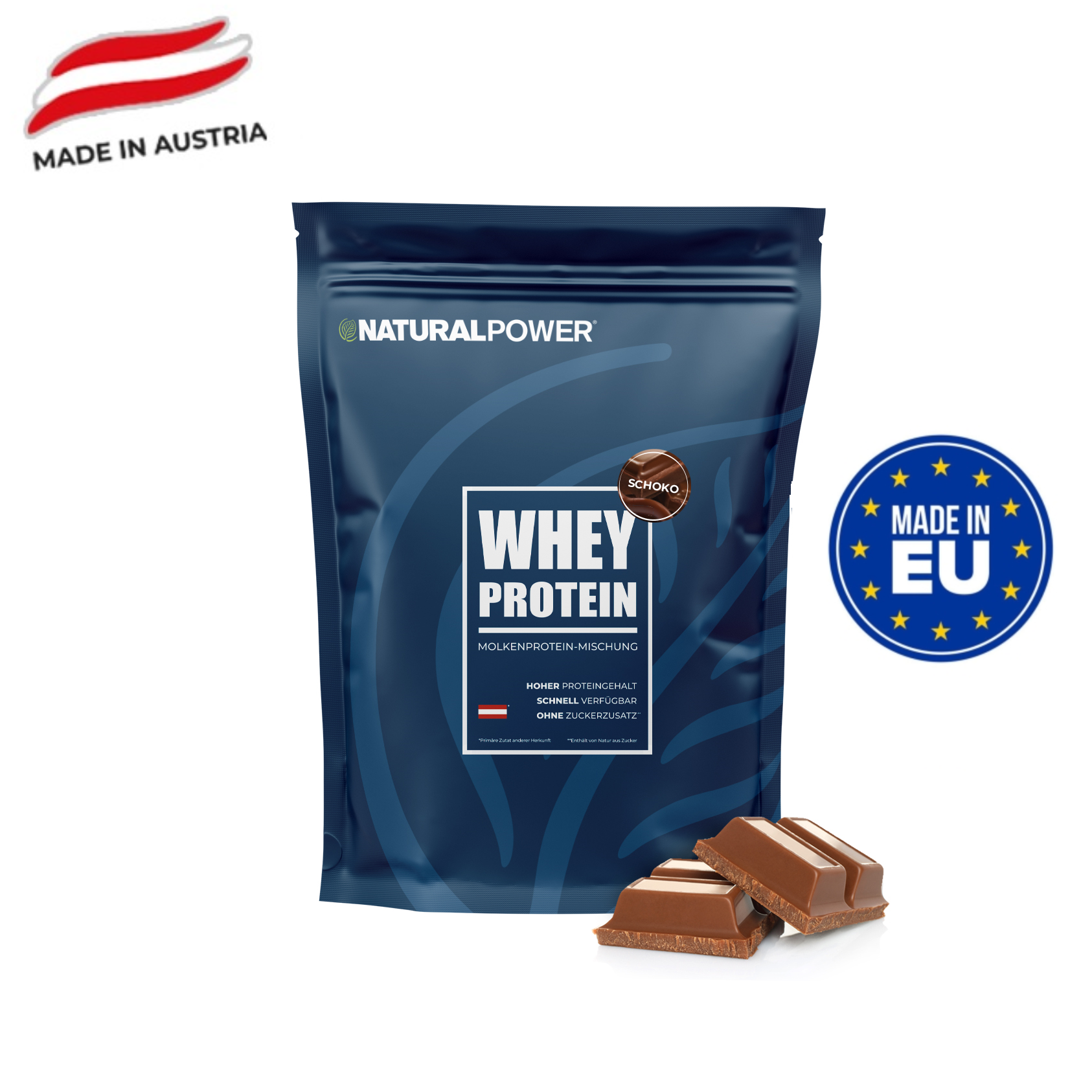 Сывороточный протеин Natural power 1000 гр Шоколад, Австрия