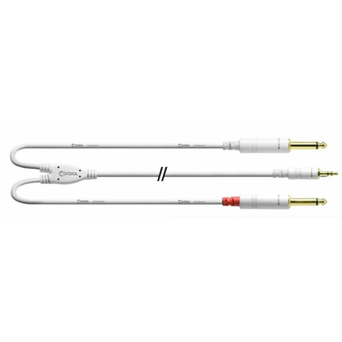 Cordial CFY 3 WPP-SNOW аудио кабель Y-адаптер джек стерео 3,5 мм 2xмоно-джек 6,3 мм male, 3м, белый кабель аудио джек 3 5 мм на джек 3 5 мм 2м орбита ot avc30 серебро