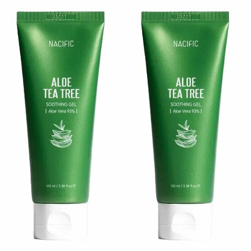 Гель для лица с экстрактом алоэ Nacific Aloe Tea Tree Soothing Gel, 93% алоэ и чайного дерева, успокаивающий, 100 мл, 2 шт