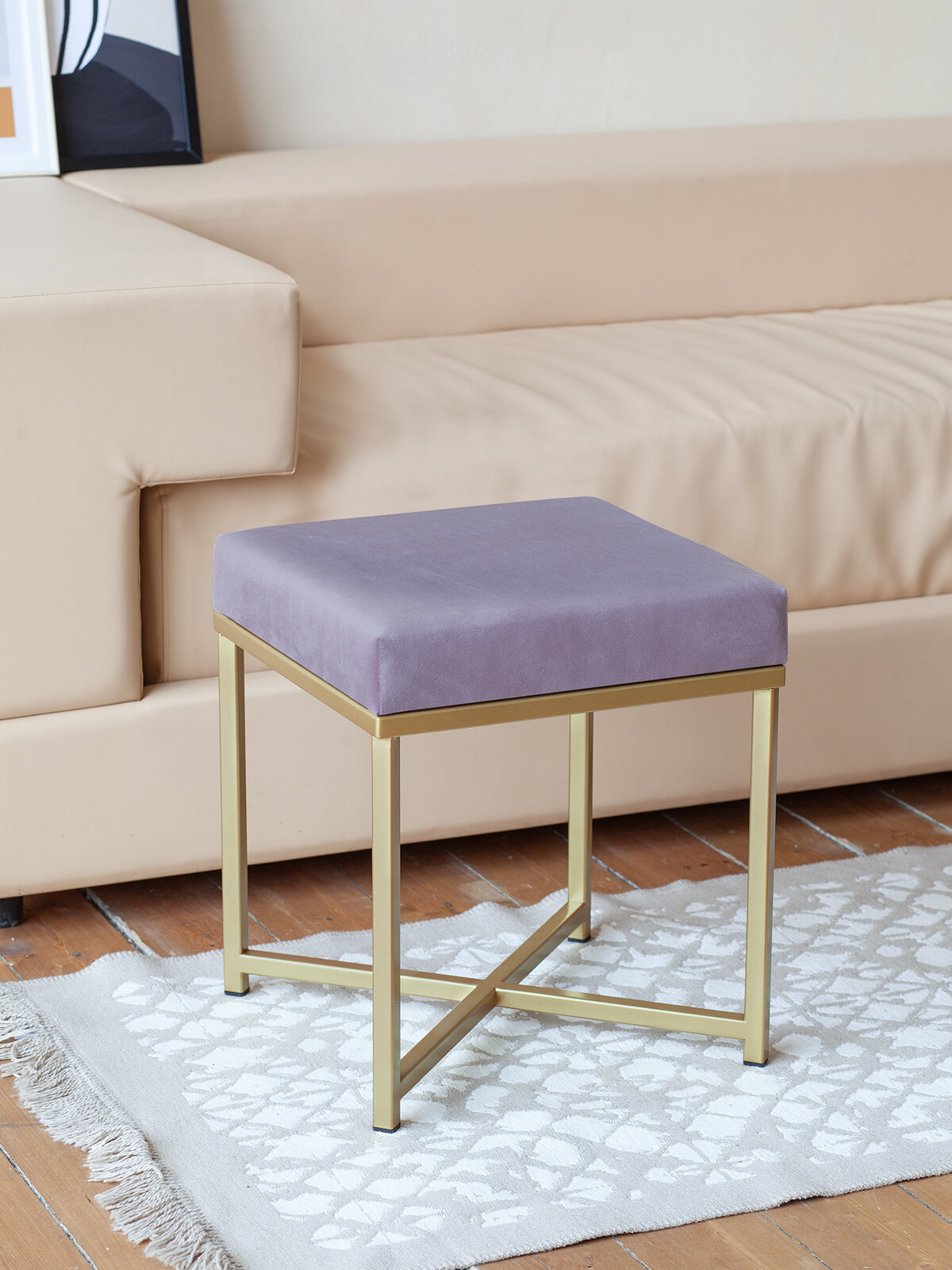 Пуфик CRUZ, золотой, Dusty Pink, 400x400x470