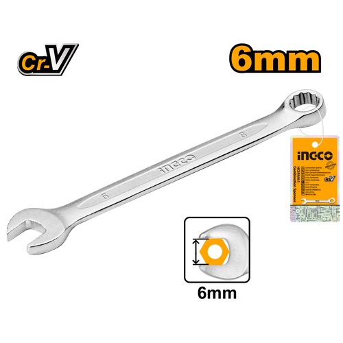 Комбинированный ключ INGCO HCSPA061 INDUSTRIAL 6 мм ключ торцевой ingco industrial 8 12 мм hysw081012