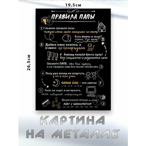 Картина для интерьера на стену с принтом Правила Папы картина на металле 750₽