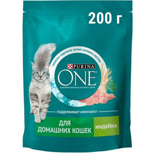 Сухой корм PURINA ONE для взрослых кошек для чувствительного пищеварения с индейкой 200 г