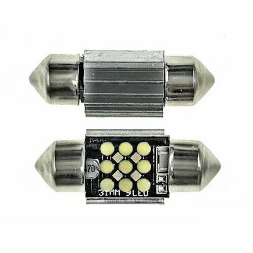 Светодиод С5W 12-24V COB 9 диодов белый 31мм с обманкой 2шт 400₽