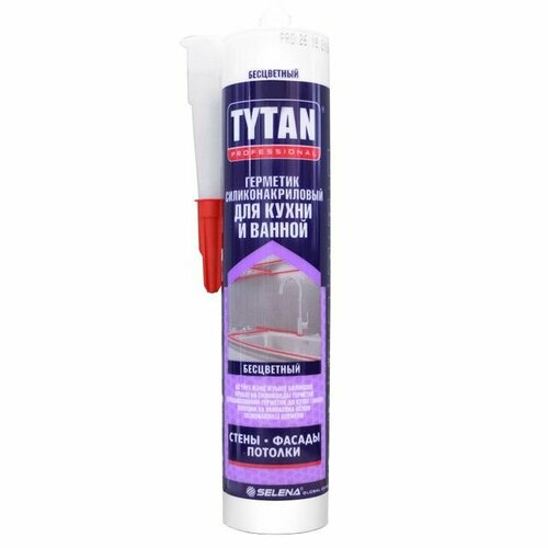 Герметик силиконакриловый TYTAN Professional для кухни и ванной 280мл бесцветный герметик tytan professional санитарный 280мл бесцветный