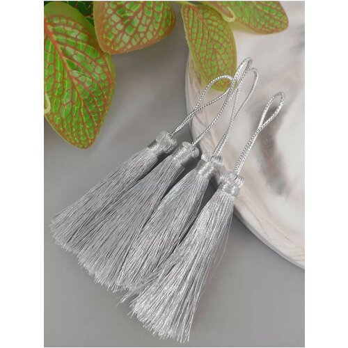 Кисть декоративная 4штуки серебро