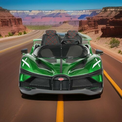 Электромобиль полноприводный Bugatti sport 24V 4х4 зеленый детский электромобиль toyota джип farfello jj300 двухместный mp 3 провод aux usb вход цвет черный