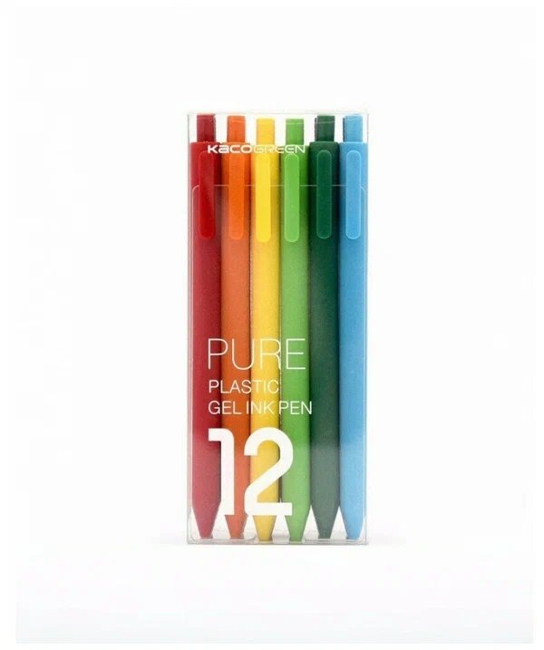 Набор цветных гелевых ручек Xiaomi Kaco Pure Plastic Gel Ink Pen (K1015) 12шт.